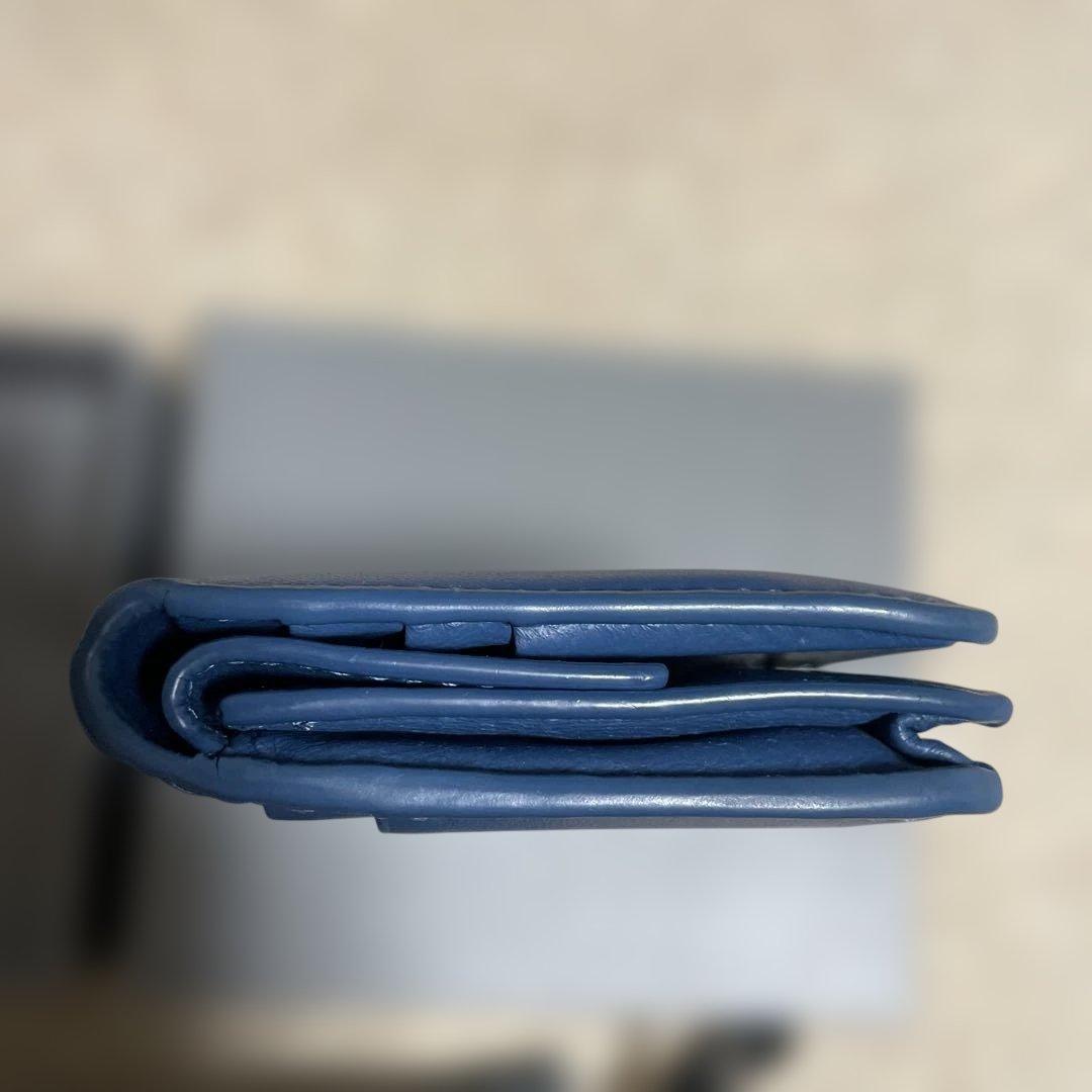 ◼️美品　バレンシアガ　三つ折り財布　ネイビーブルー