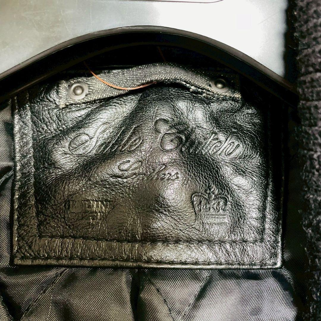 美品　Thinsulate　スタジャン　袖切替　Sサイズ　ラムレザー　ブラック