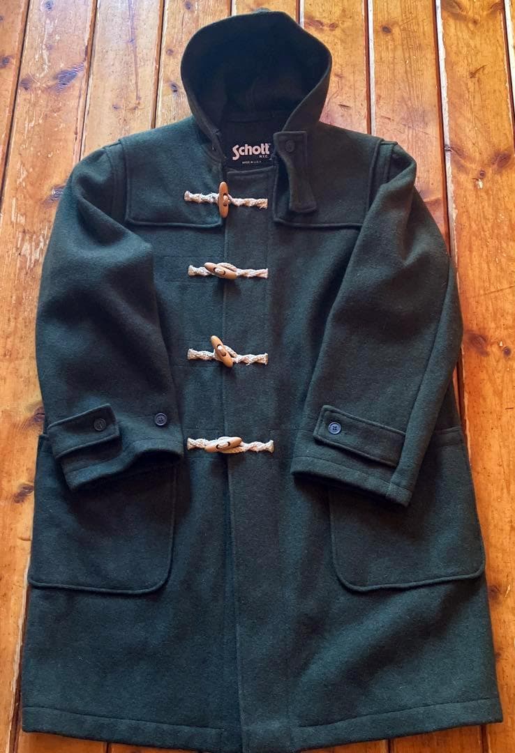 RARE Schott ショット ダッフルコート ウール L M ダークグリーン