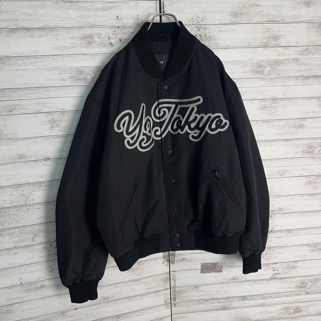 11742【美品・XLサイズ】Y-3 刺繍ロゴ 中綿入りジャケット　定番カラー黒