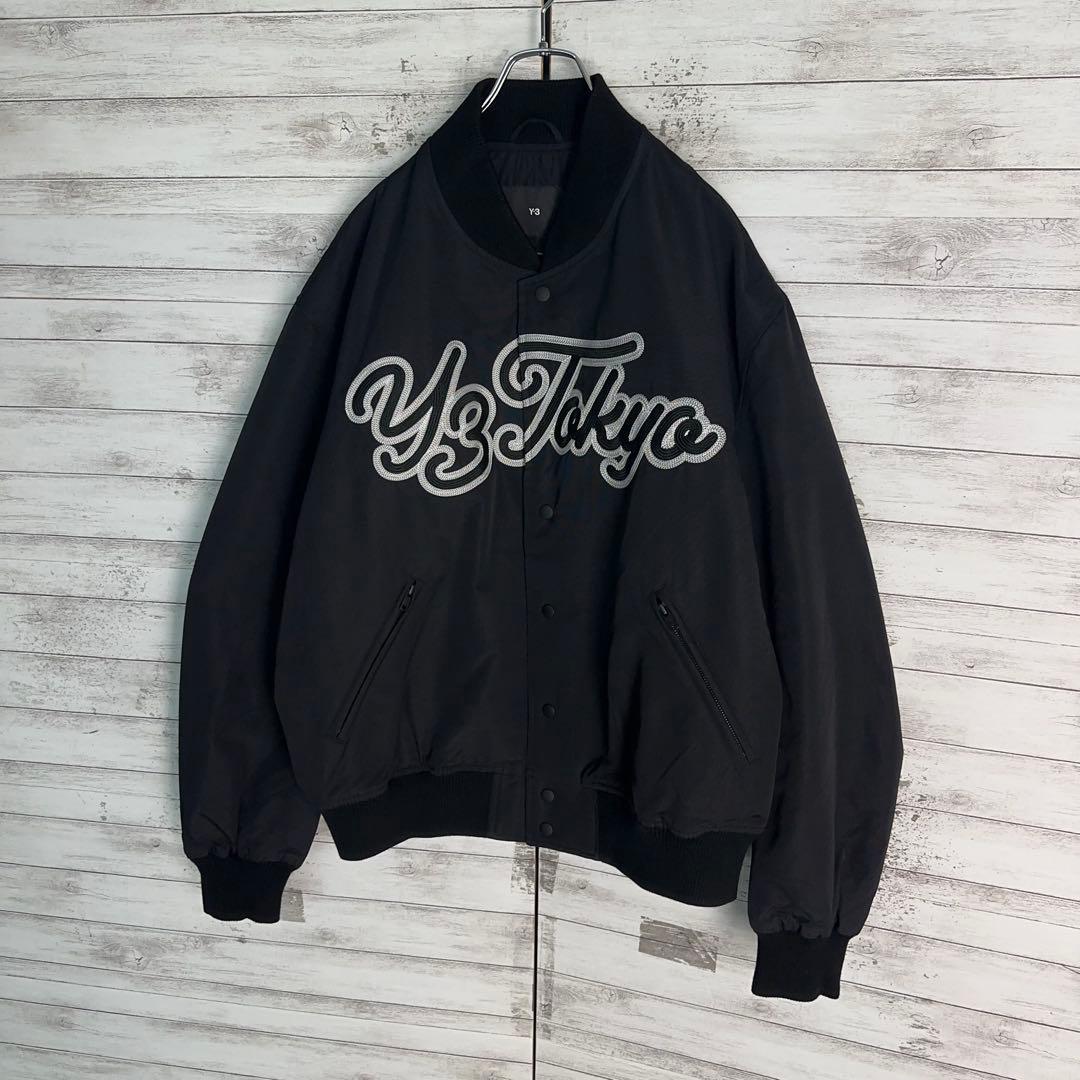 11742【美品・XLサイズ】Y-3 刺繍ロゴ 中綿入りジャケット　定番カラー黒