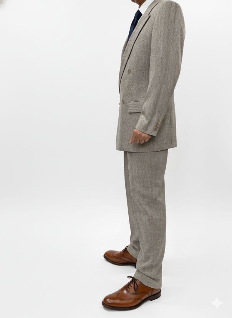 クリスチャンディオールムッシュ　カーキグレー ダブルブレストスーツセット