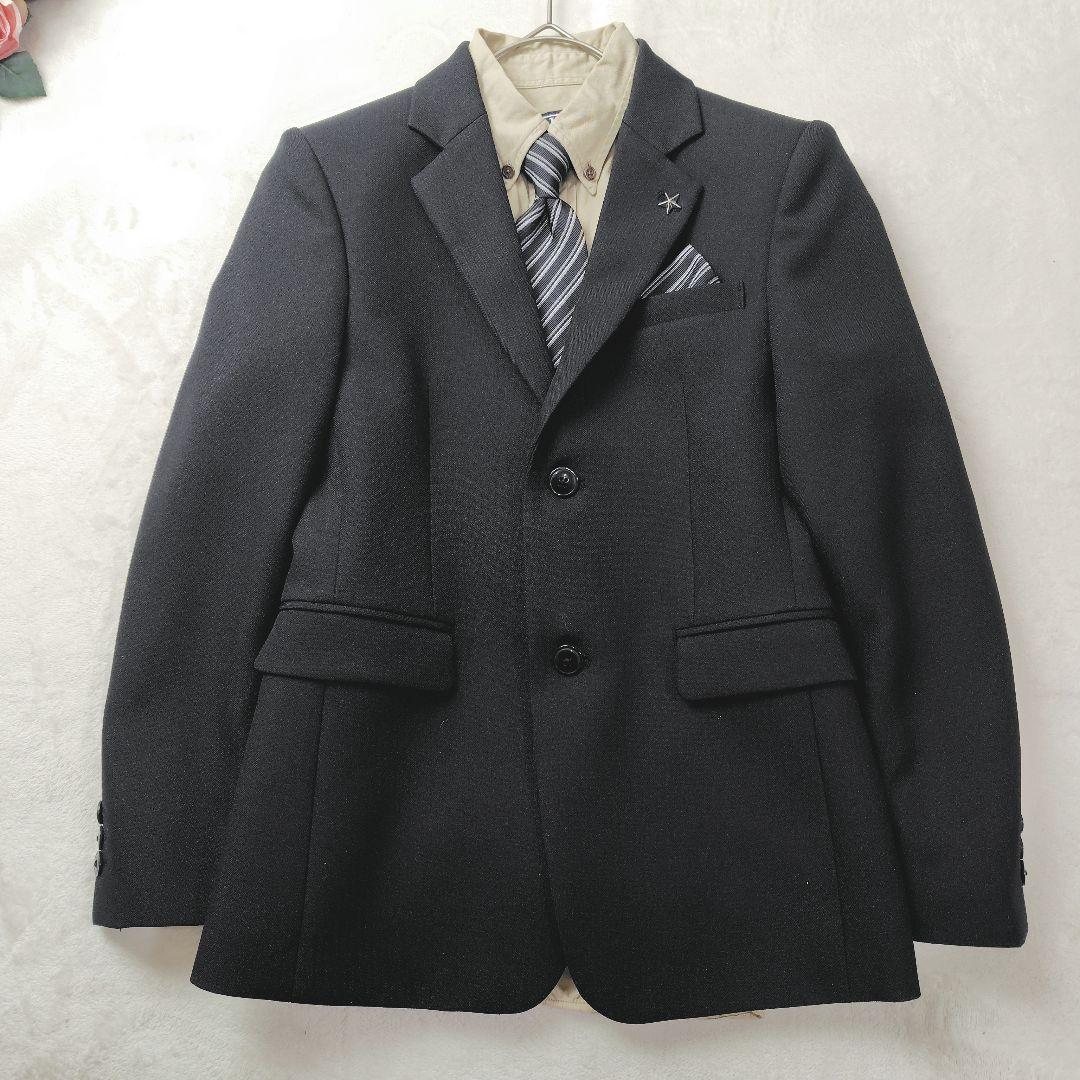 極美品✨ 男子 150 卒業式 フォーマルスーツ 5点セット 黒 POLOシャツ