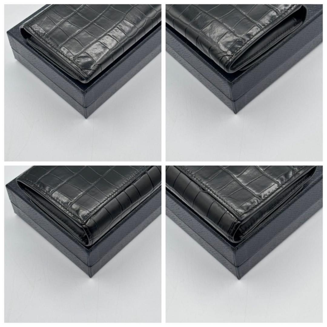 極美品 入手困難 バーバリー 保存袋付属 長財布 BT クロコ 型押し 総柄 黒