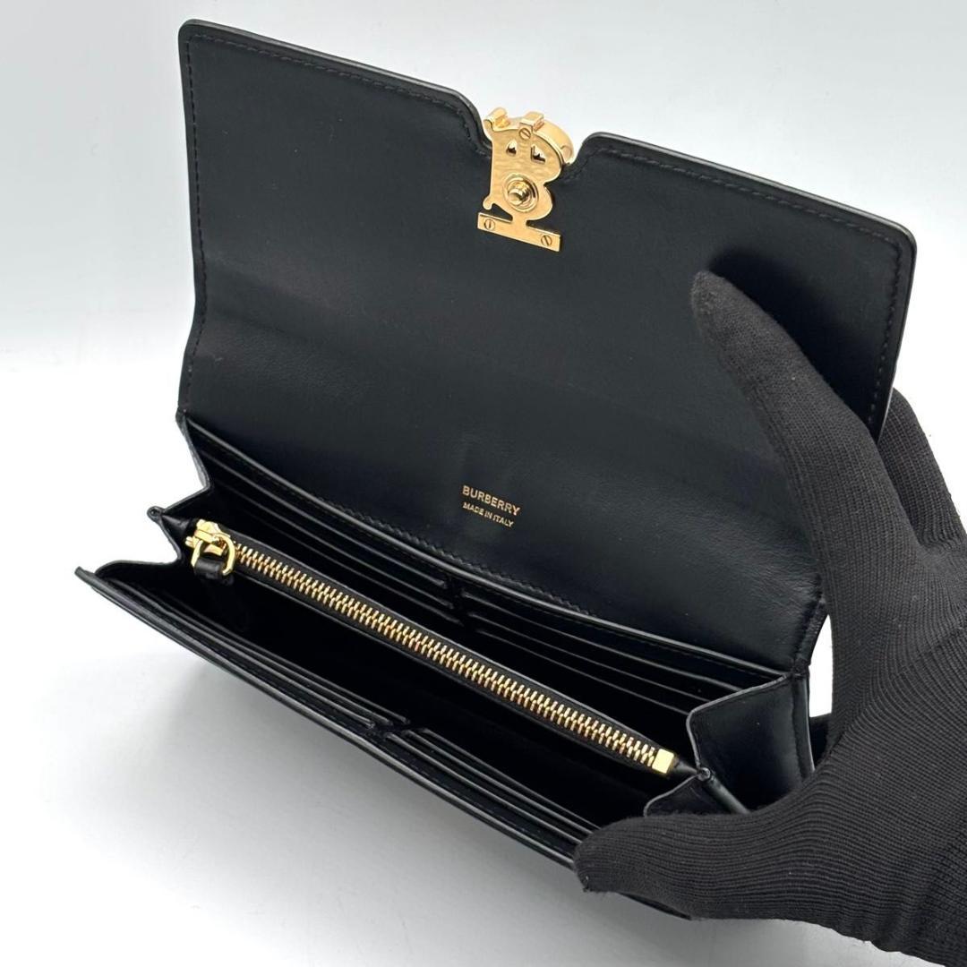 極美品 入手困難 バーバリー 保存袋付属 長財布 BT クロコ 型押し 総柄 黒