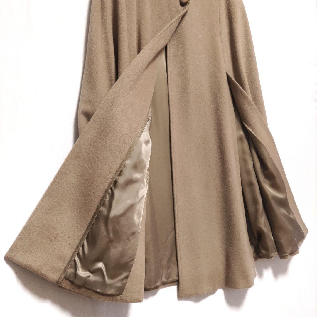 カシミヤ ウール100%／レナウン フード付き マント 着物 コート ケープ