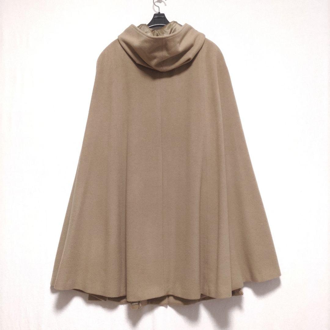 カシミヤ ウール100%／レナウン フード付き マント 着物 コート ケープ