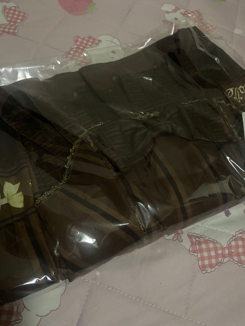 chalmiere シャルミエール　ボンボンショコラ柄ジャンパースカート茶