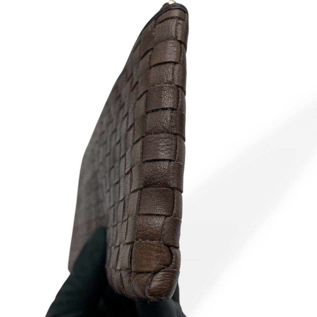 極美品　アタオ　ATAO　limo リモ　長財布　編み込みレザー　ブラウン