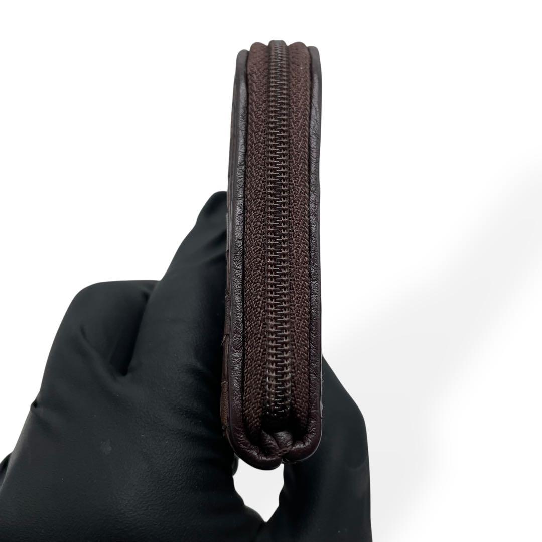 極美品　アタオ　ATAO　limo リモ　長財布　編み込みレザー　ブラウン