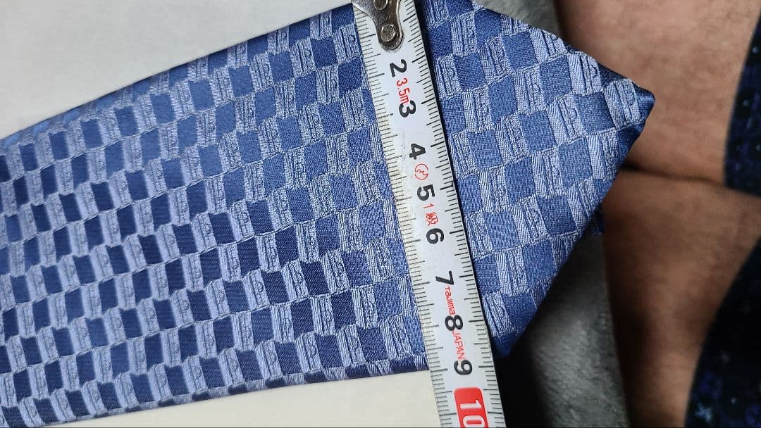 [美品]LOUIS VUITTON ブルー チェック柄 ネクタイ 箱付き