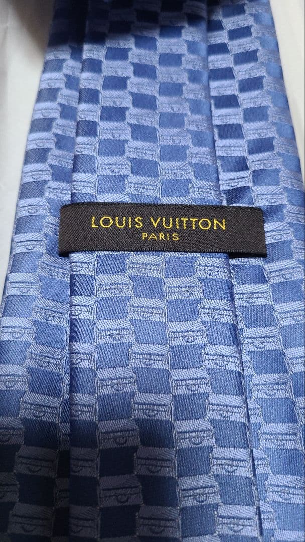 [美品]LOUIS VUITTON ブルー チェック柄 ネクタイ 箱付き