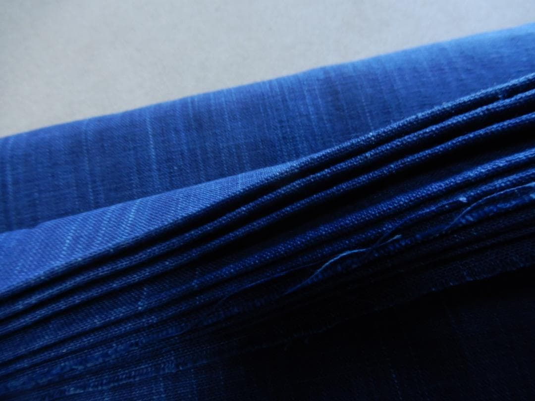 松阪木綿 正藍染無地反物・納戸色・12ｍ保証・ワイド巾・三重県指定伝統工芸品