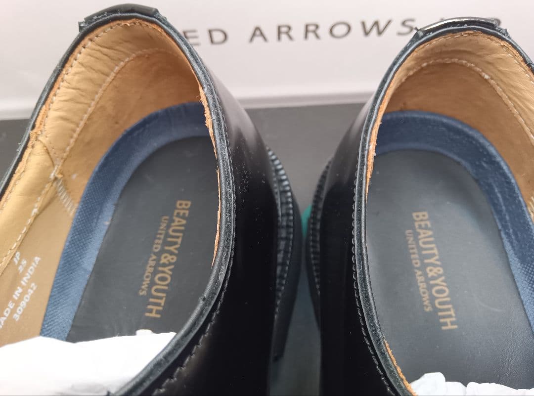 ボ*ア様 ユナイテッドアローズポストマンシューズサービスシューズ黒レザー25.0