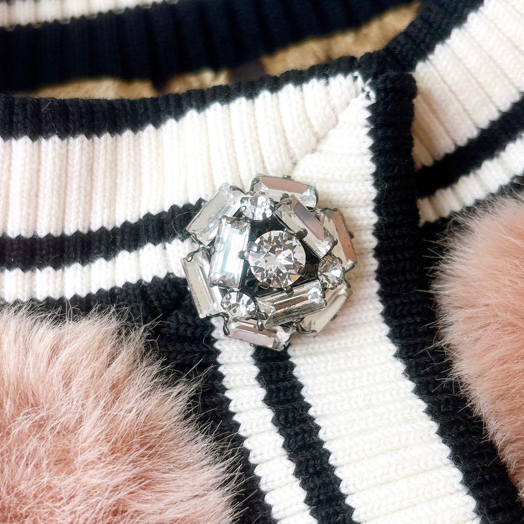 《美品》DOLCE&GABBANA ビジューボタン フェイクファー ベスト M