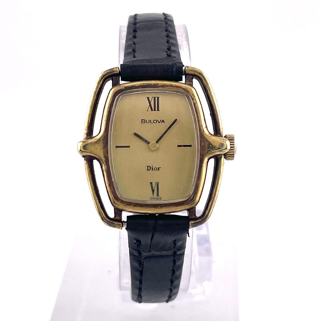 【稼働】Dior BULOVA Wネーム 手巻き時計 ゴールド レディース