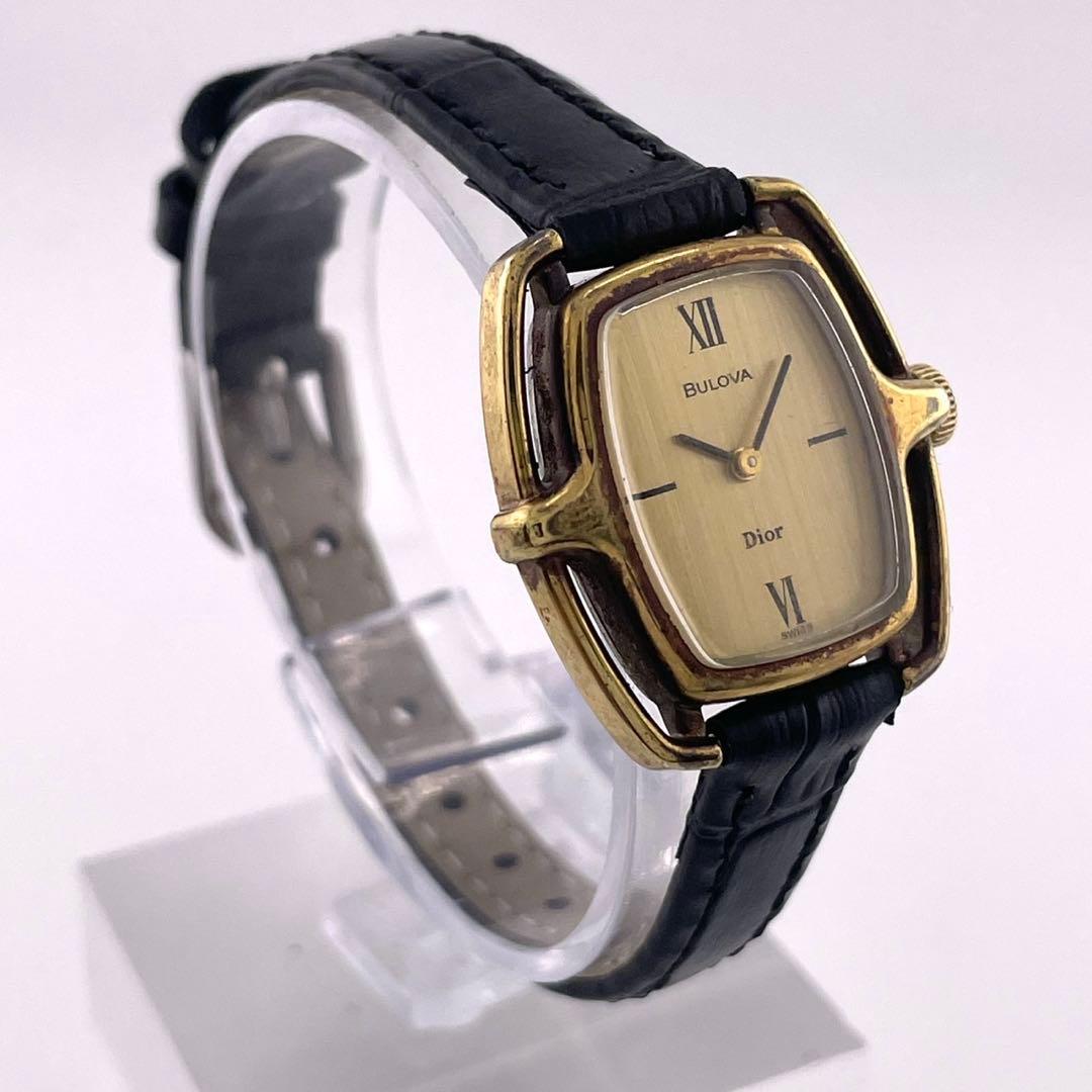 【稼働】Dior BULOVA Wネーム 手巻き時計 ゴールド レディース