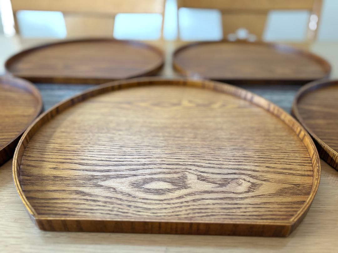 木製トレー　半月盆　和風　5枚セット