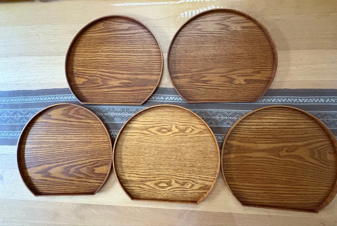 木製トレー　半月盆　和風　5枚セット