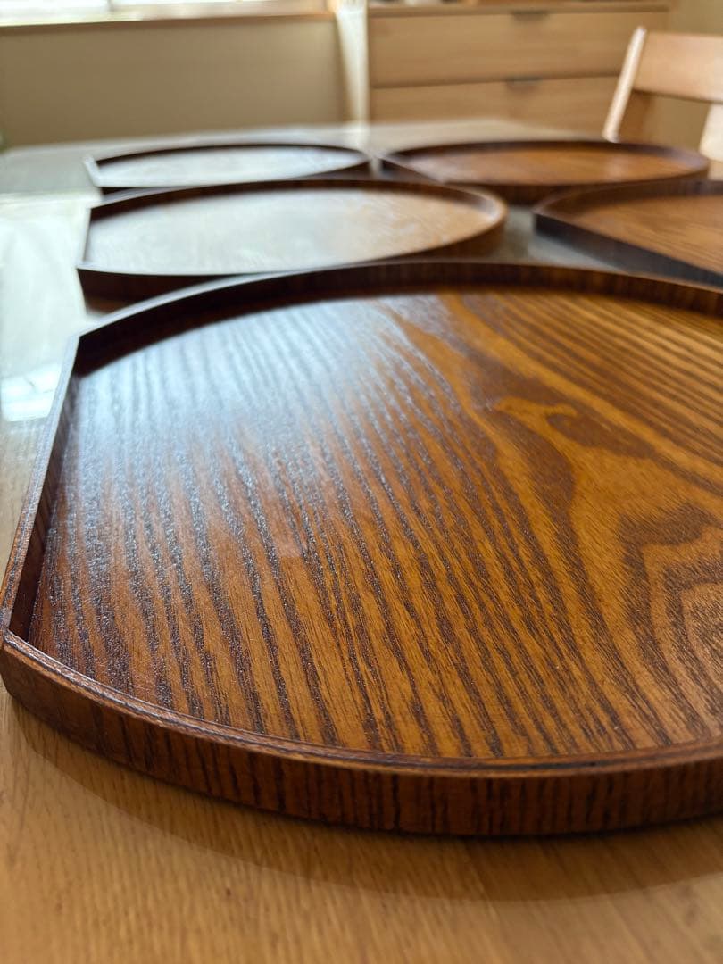 木製トレー　半月盆　和風　5枚セット