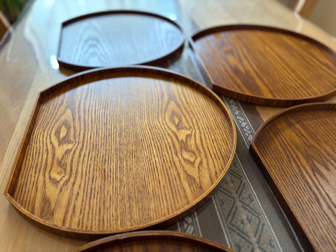 木製トレー　半月盆　和風　5枚セット