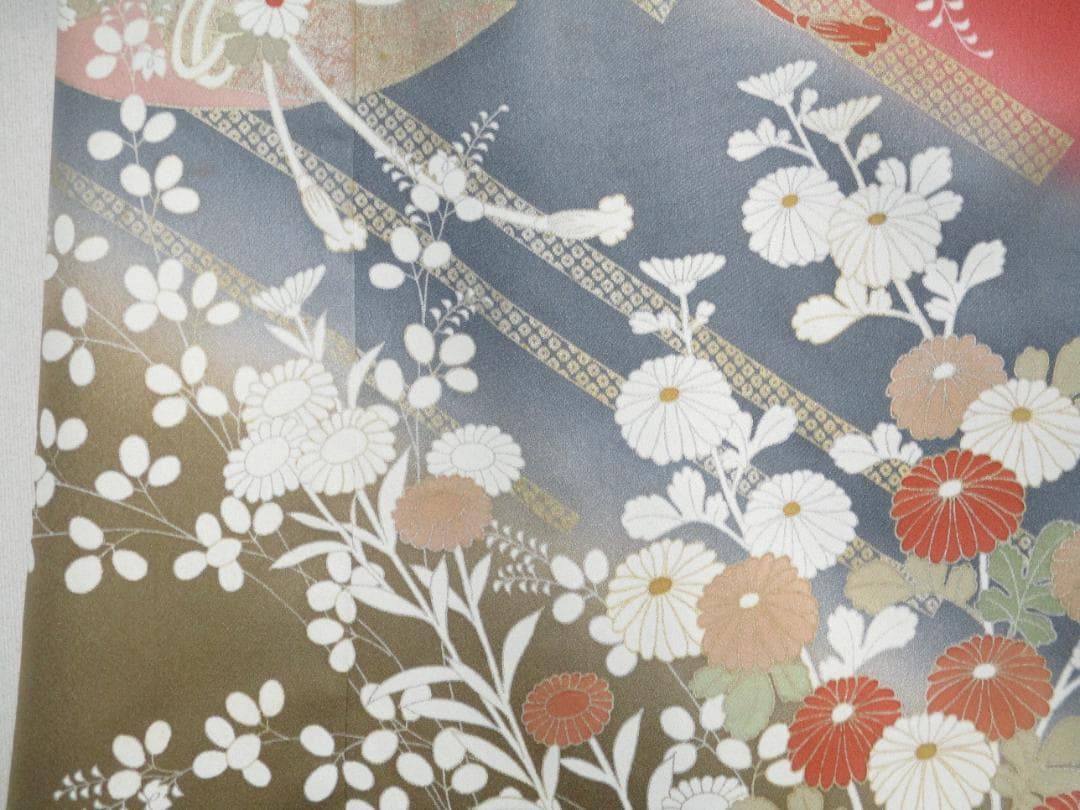 Ｍ～Ｌサイズ　訪問着からの着物リメイクドレスです　着丈１１９cm