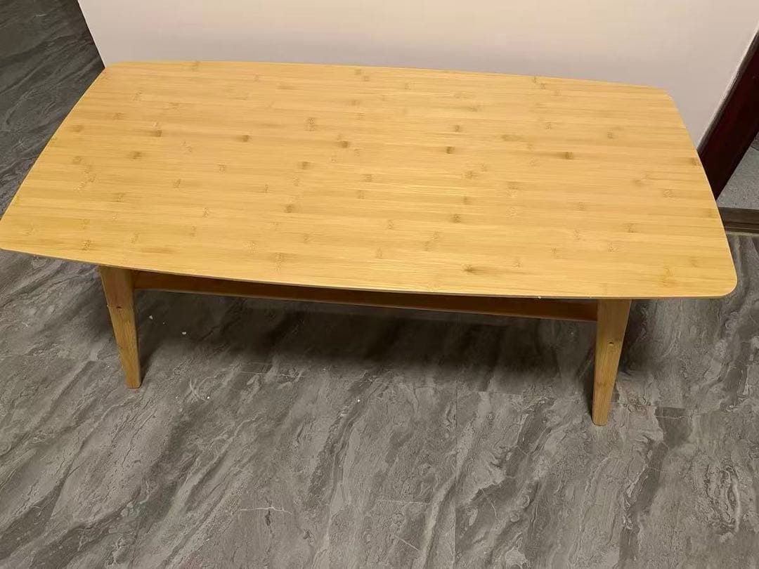 テーブル　リビングルーム用　木製　物置き付き