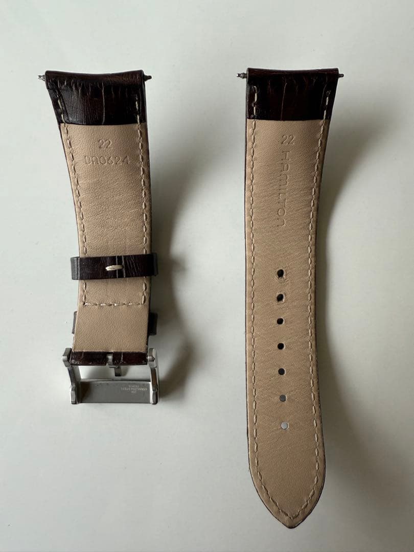 【BUHI0314 】Hamilton 純正レザーベルト 22mm