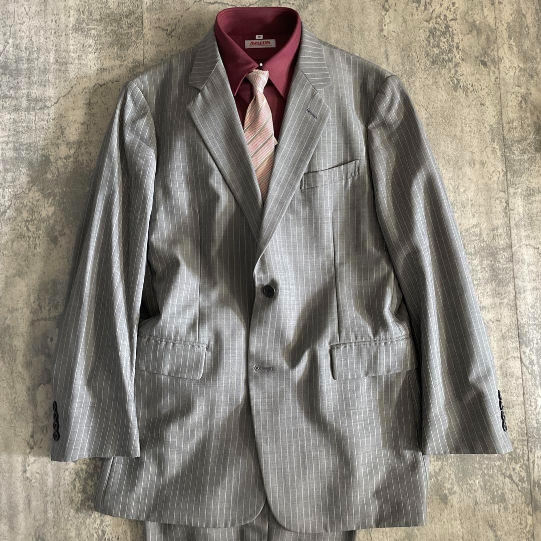 【極美品】 高級シングル ストライプスーツ × ARMANIネクタイ L