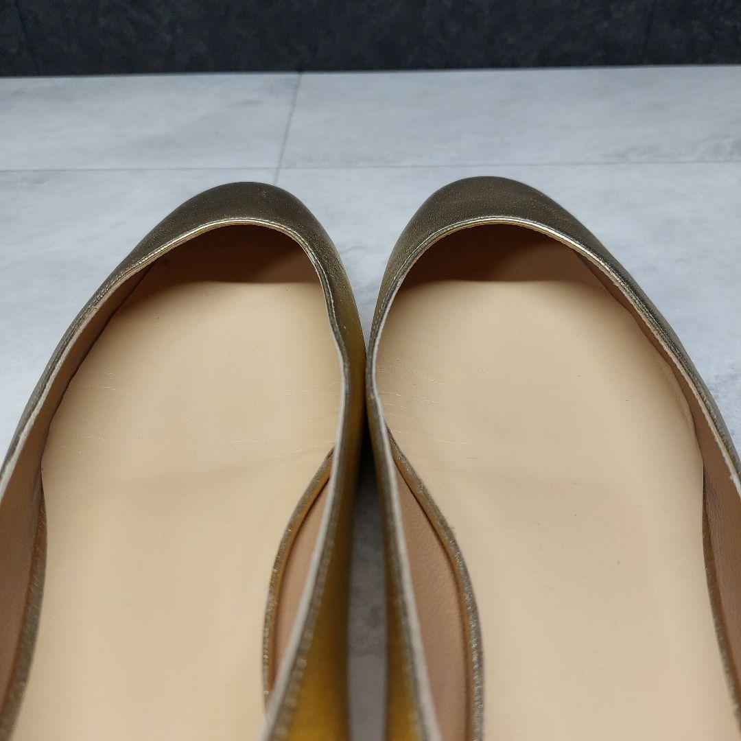 美品 フランチェスコルッソ ゴールドフラットシューズ 36.5