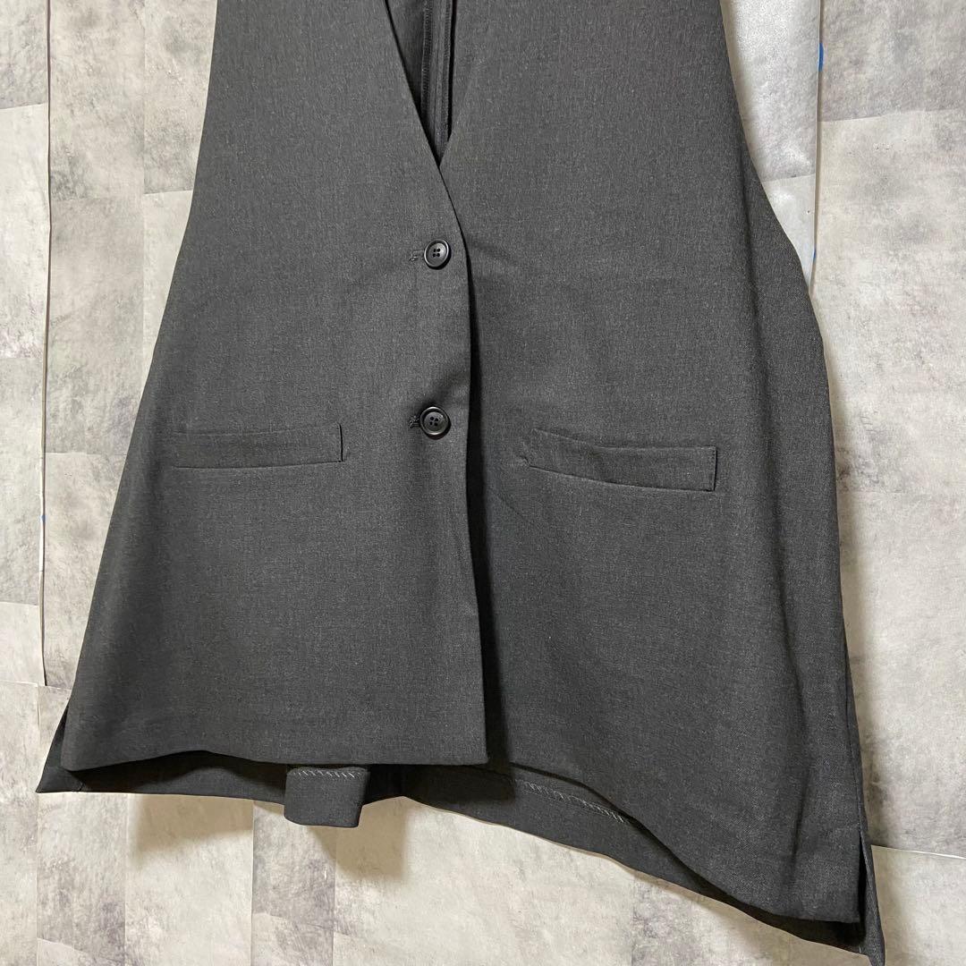 【mizuiroind】ディープVネックワイドベスト FREE チャコールグレー