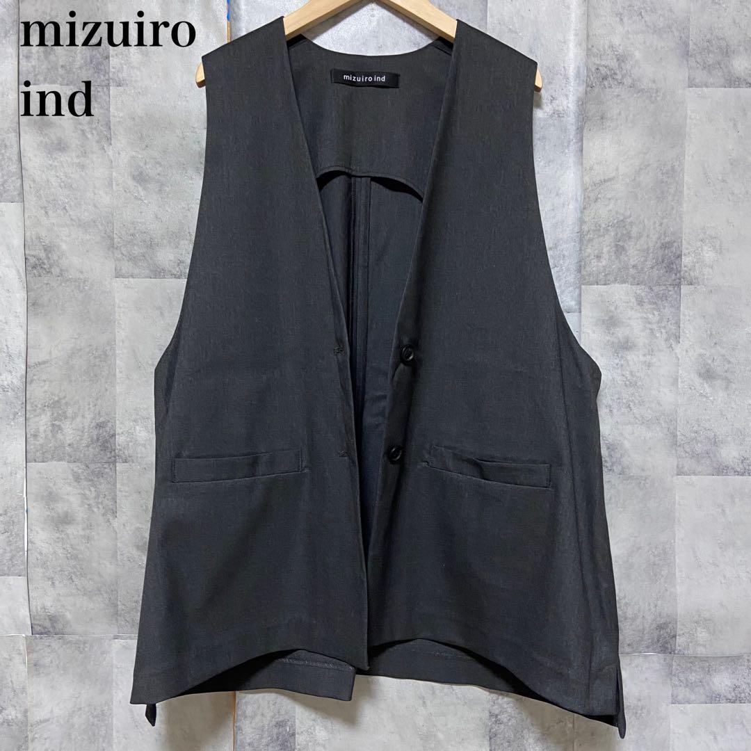 【mizuiroind】ディープVネックワイドベスト FREE チャコールグレー