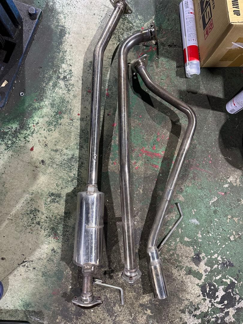 NBOX 社外マフラー ジャンク扱い ステンレス製マフラーシステム メーカー不明