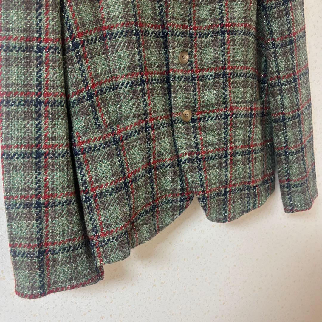 45R 現行タグ　ツイード テーラードジャケット 45rpm 2 グリーン