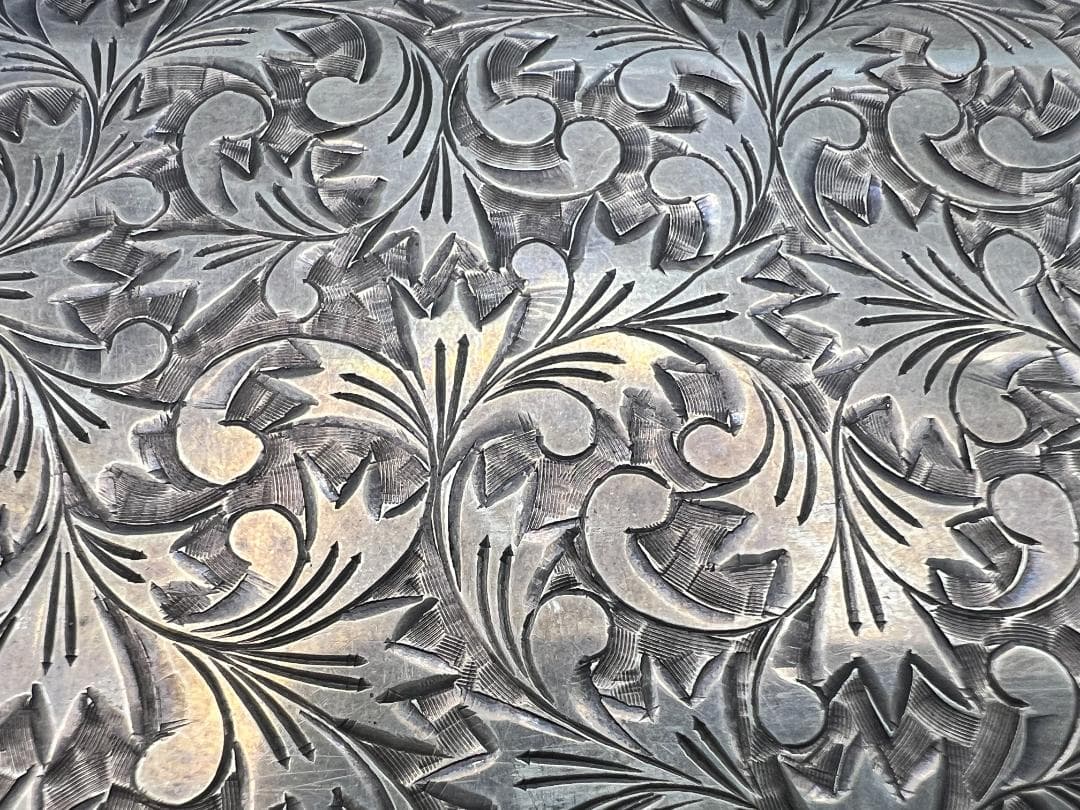 SILVER　刻印　草文　両面手彫　シガレットケース　煙草入れ　銀製品　162g