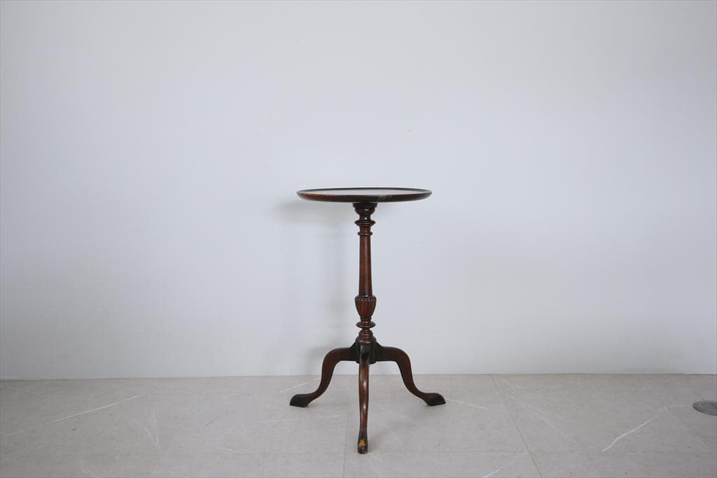 英国アンティーク木製ワインテーブル/サイドテーブル/丸机/飾り棚(89-30-2