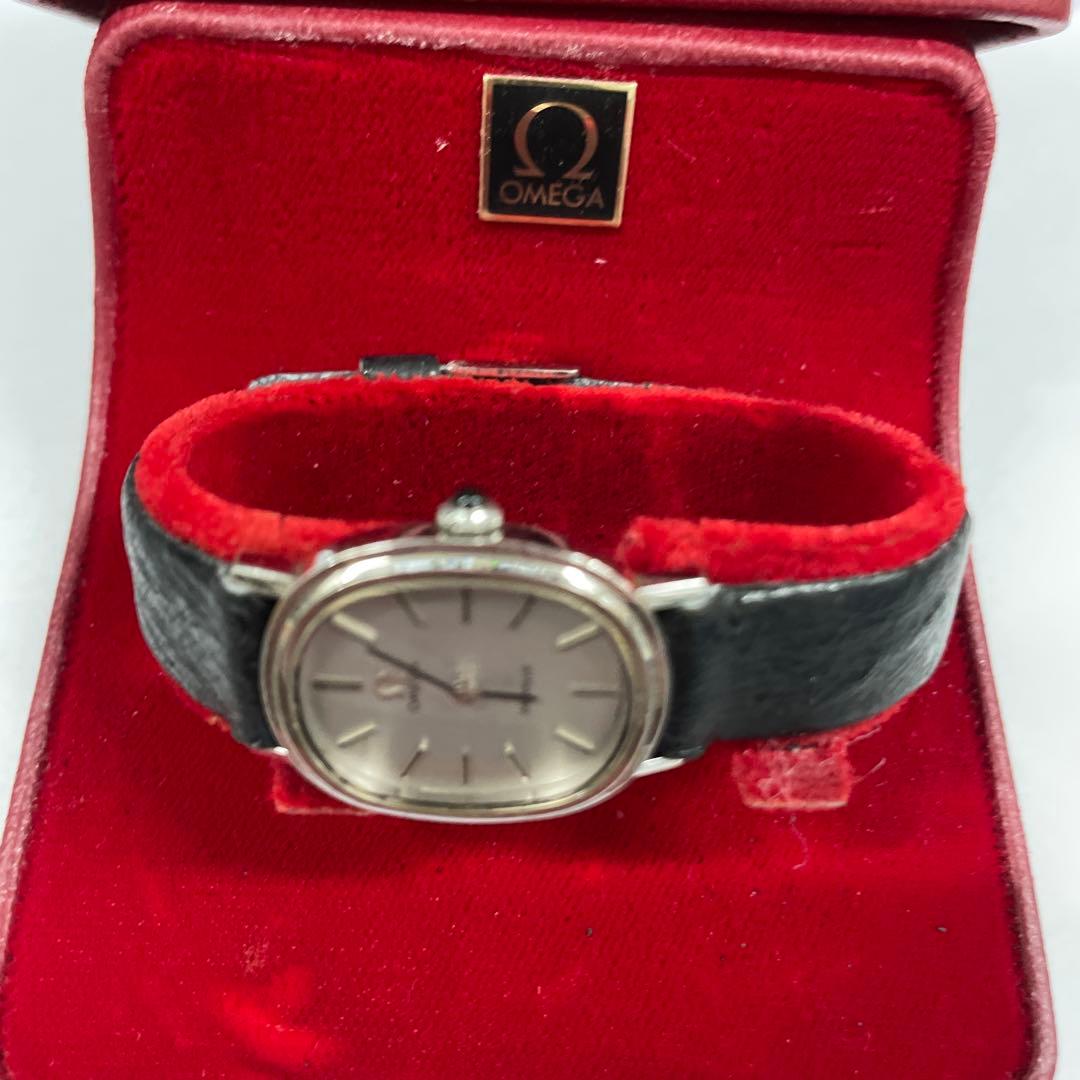 OMEGA アナログ手巻き時計 シルバー/ブラック