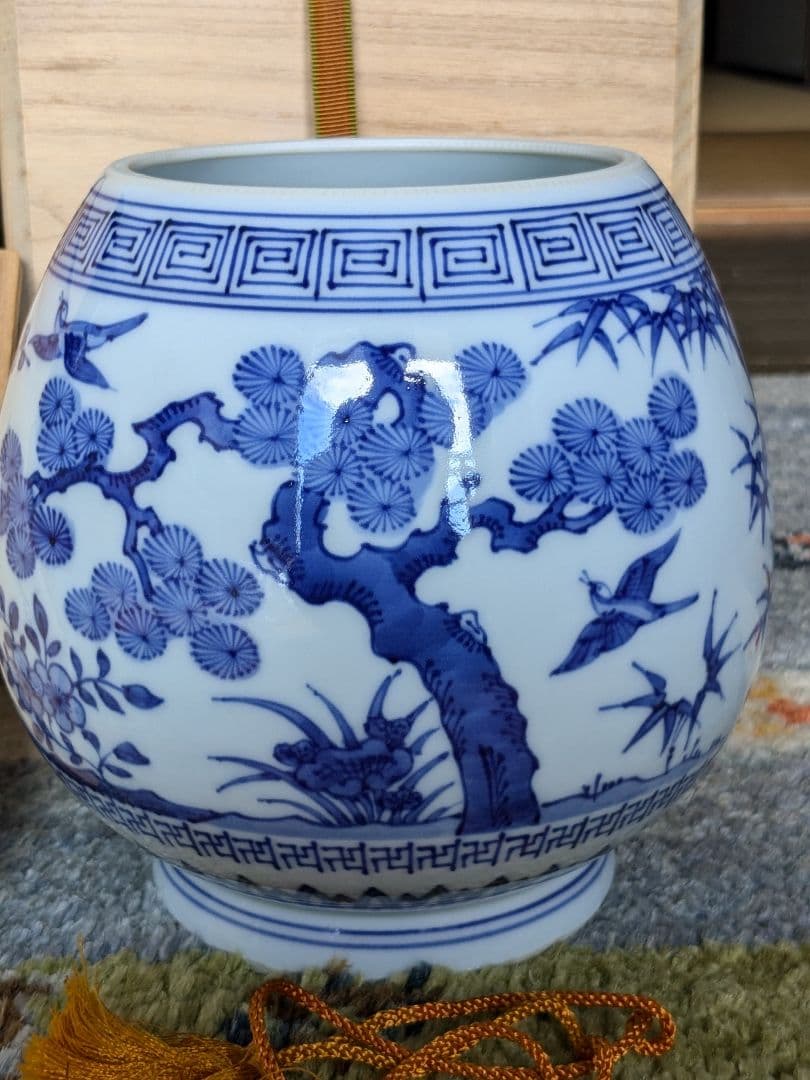 【最終お値下げ】【上作】五代三浦竹泉　染付芋頭水指　鵬雲斎書付