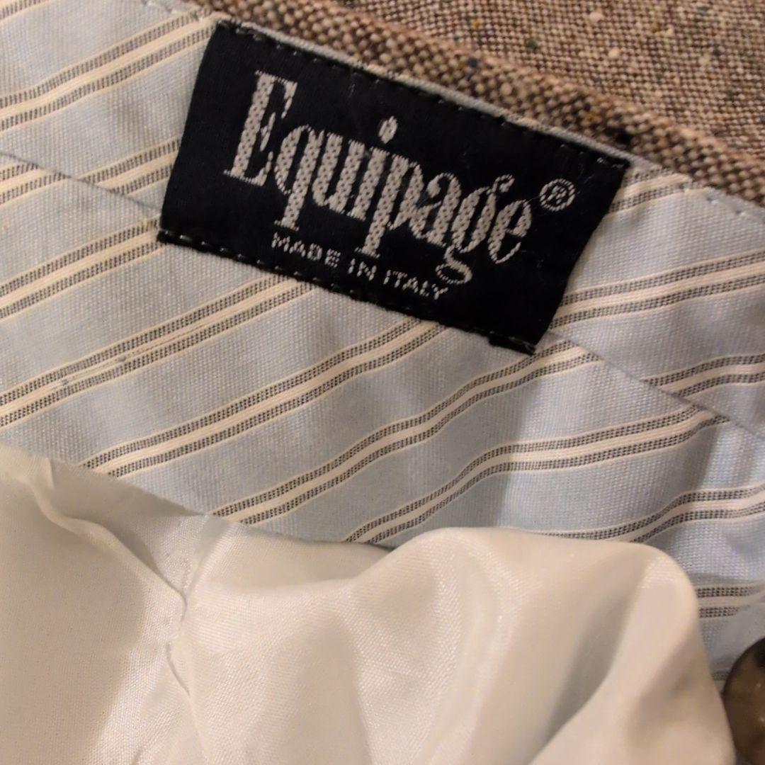 エキュパージュ ツィード調ウール ブラウン スラックスSize50