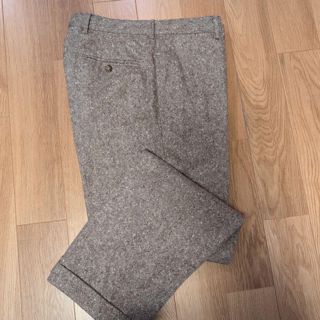 エキュパージュ ツィード調ウール ブラウン スラックスSize50