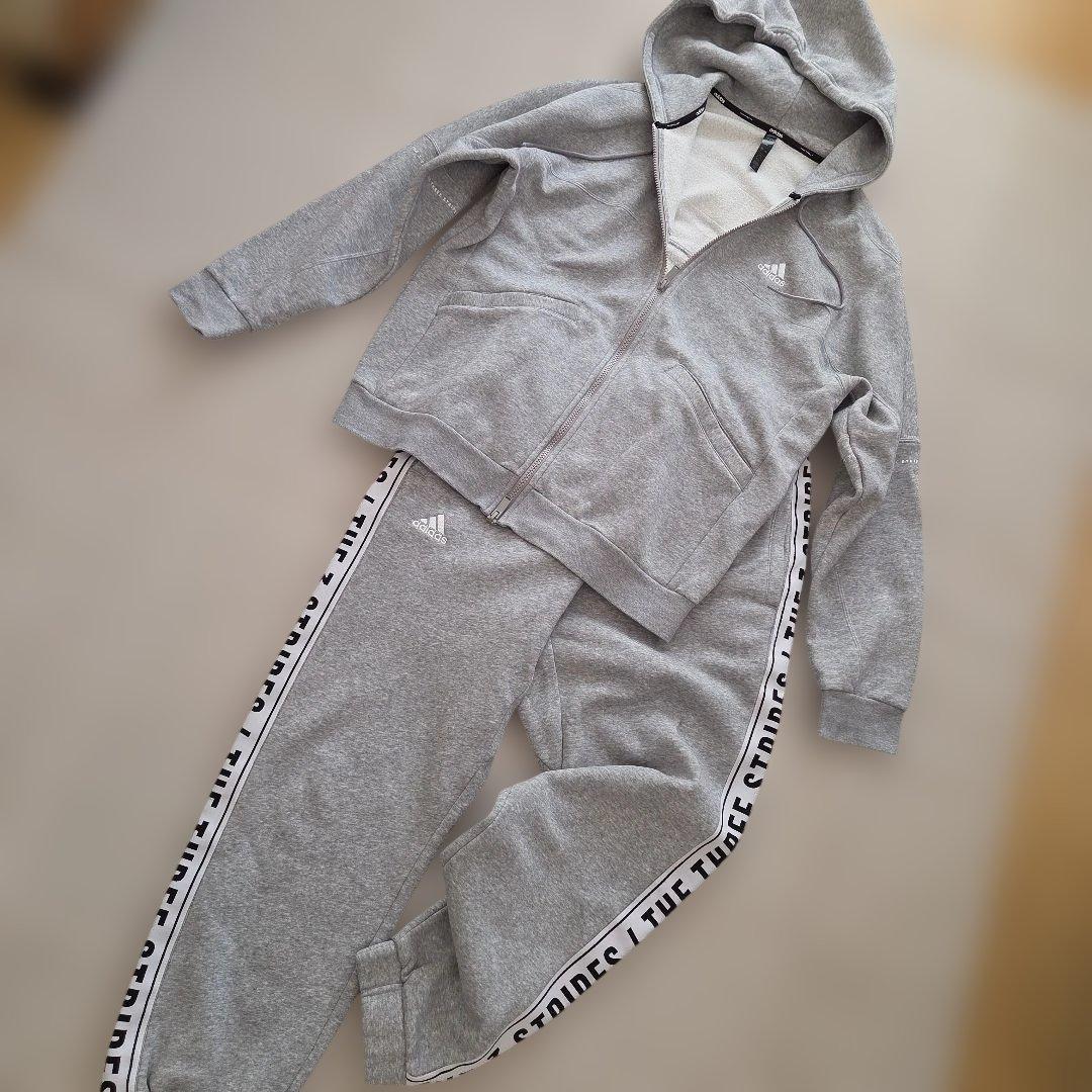 アディダス セットアップ L ジャージ 裏起毛 グレー メンズ