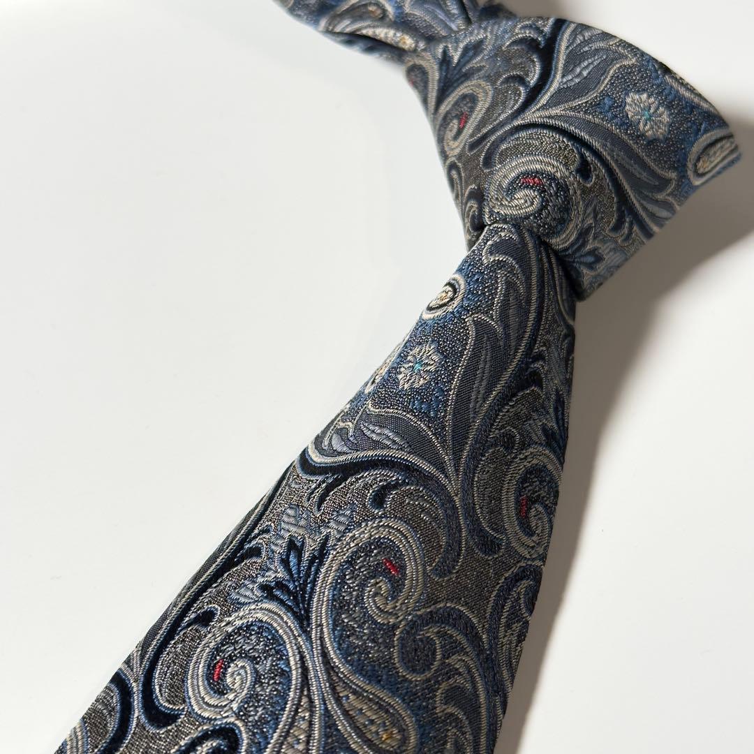 【美品】 Dior ディオール ペイズリー柄 グレー系 ネクタイ