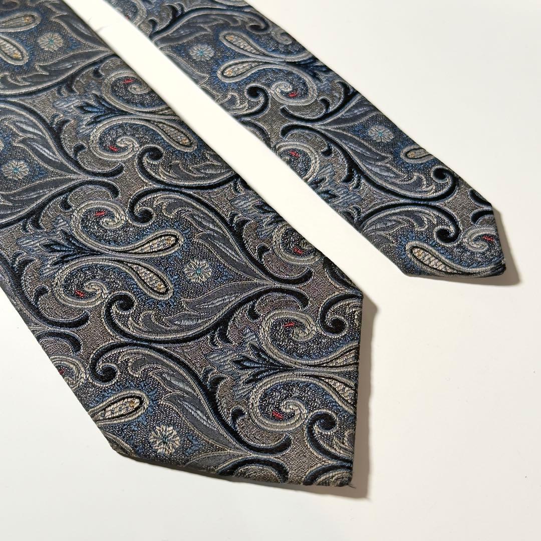 【美品】 Dior ディオール ペイズリー柄 グレー系 ネクタイ