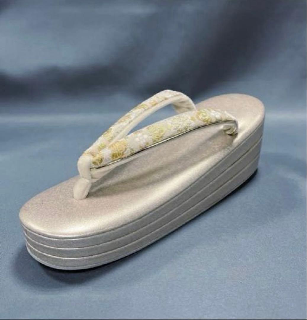 草履バックセット礼装用A西陣帯地使用　厚底草履24cm ソフト鼻緒裏　彩ブラン