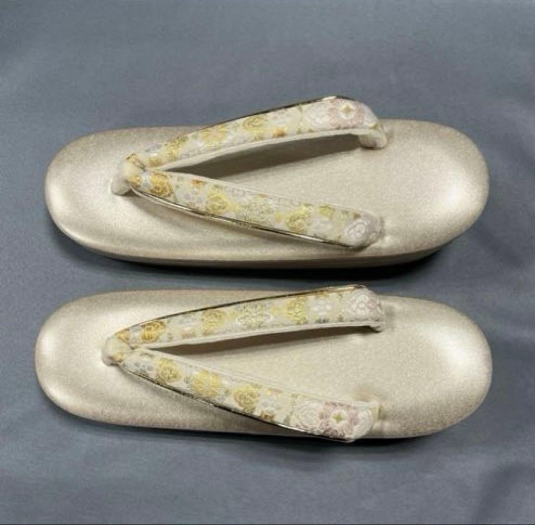 草履バックセット礼装用A西陣帯地使用　厚底草履24cm ソフト鼻緒裏　彩ブラン