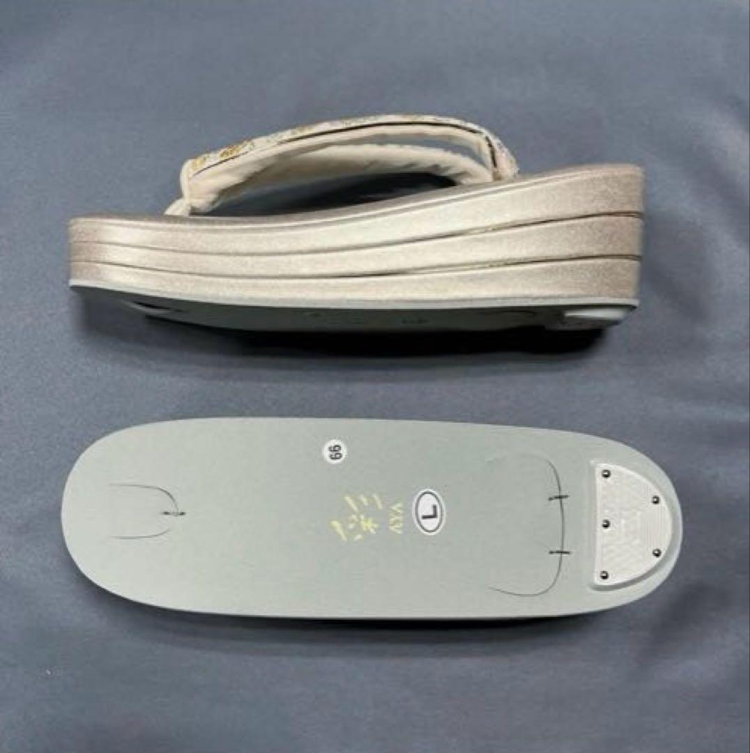 草履バックセット礼装用A西陣帯地使用　厚底草履24cm ソフト鼻緒裏　彩ブラン