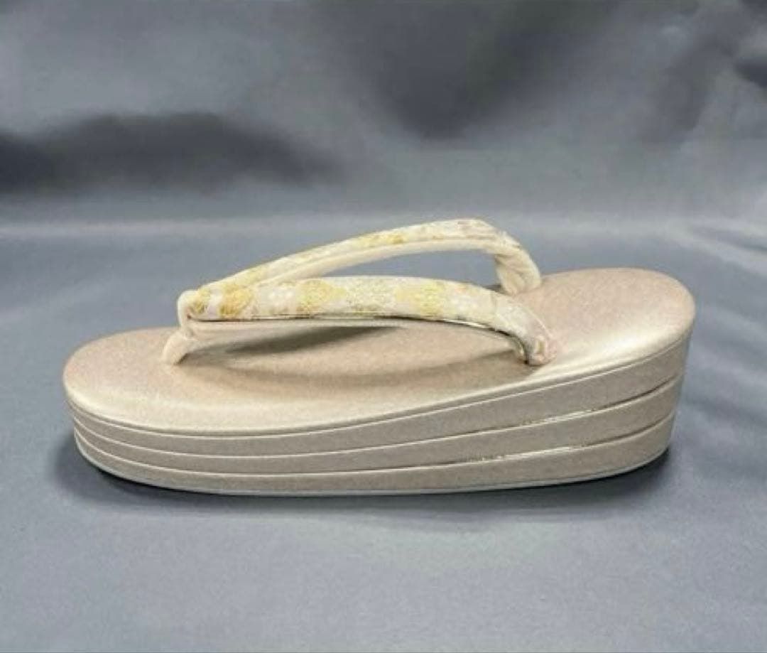 草履バックセット礼装用A西陣帯地使用　厚底草履24cm ソフト鼻緒裏　彩ブラン