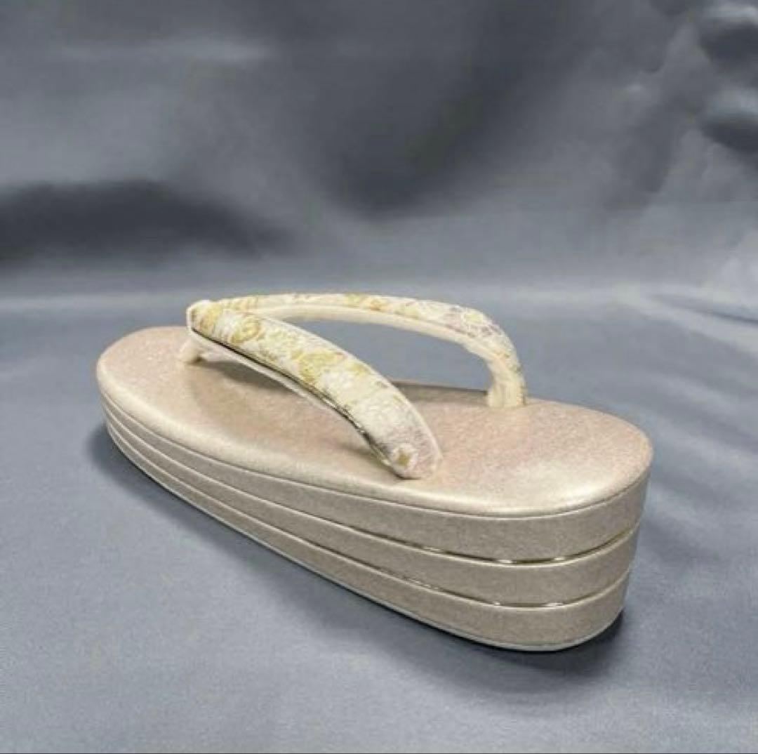 草履バックセット礼装用A西陣帯地使用　厚底草履24cm ソフト鼻緒裏　彩ブラン