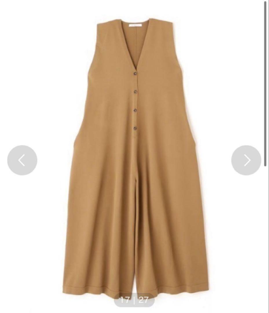 ETRETOKYO フロントボタンニットオールインワン CAMEL