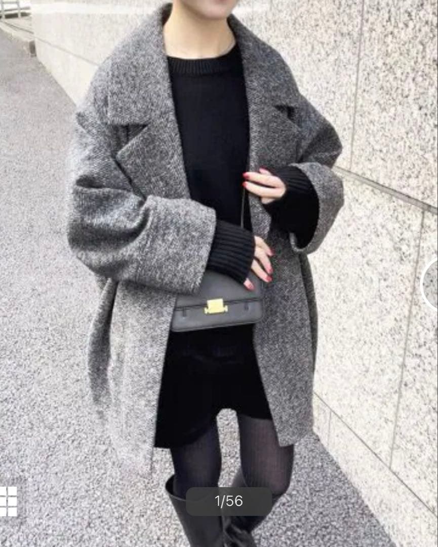 Spick & Span Wスライバーヘリンボーンミドルコート